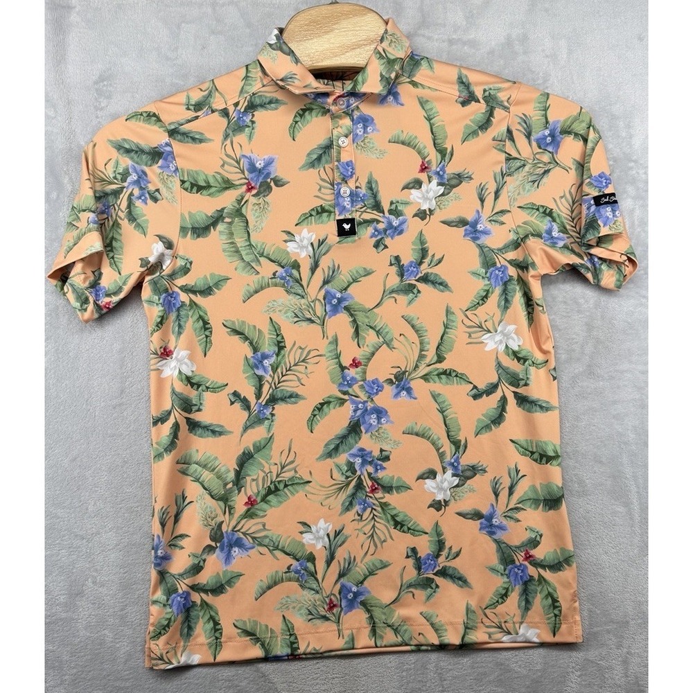 Bad Birdie Core Polo Flora Fiesta Stretch Golf Shirt Men's Multicolor Size S NWT